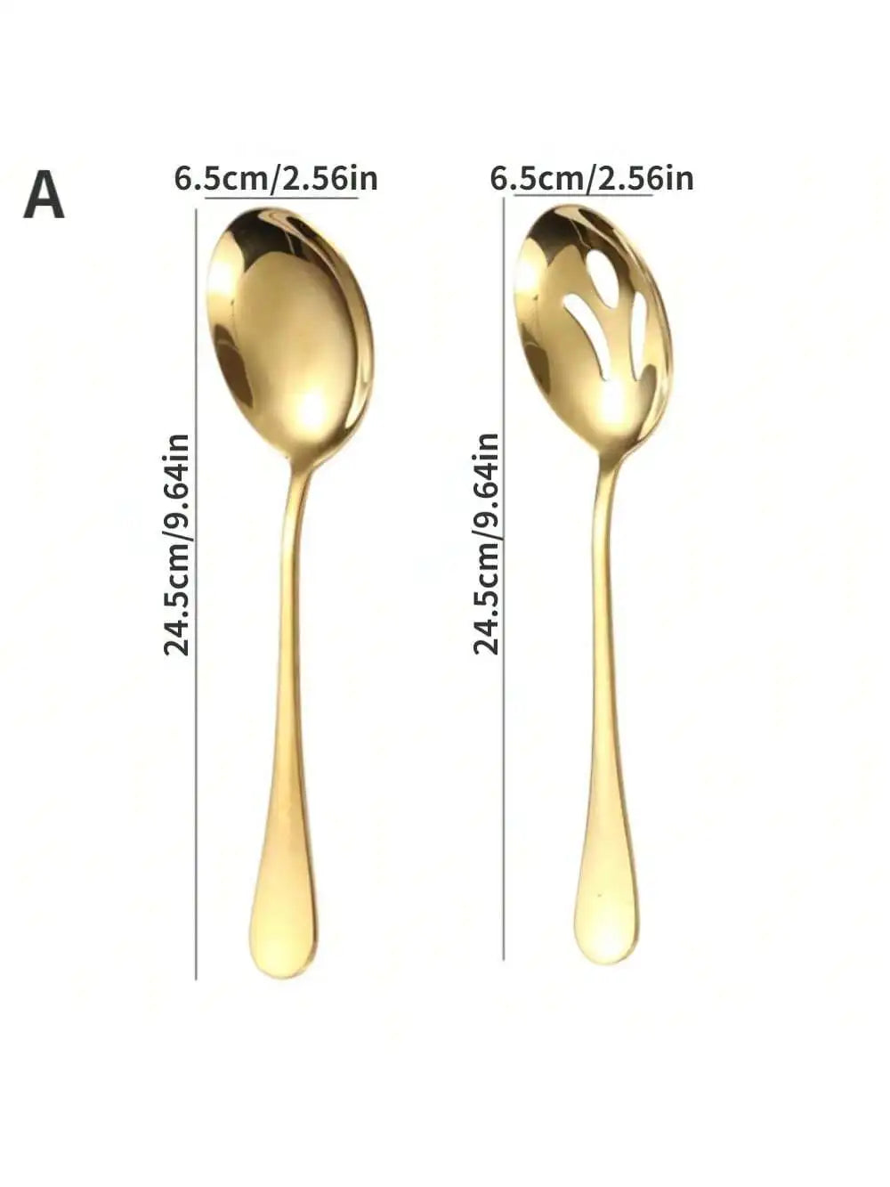 Conjunto de Talheres em Aço Inox Dourado - Colher, Garfo, Sopa, Fenda e Pá - Ricaly