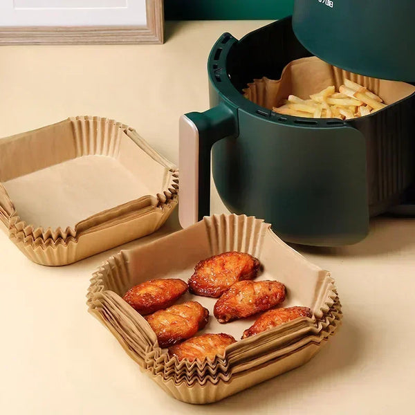 Air Fryer Parchment Paper Liners - 100 Disposable Non-Stick Sheets | Premium Baking Paper