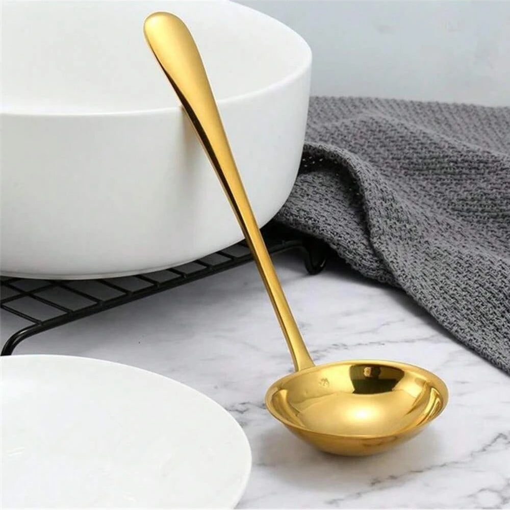 Conjunto de Talheres em Aço Inox Dourado - Colher, Garfo, Sopa, Fenda e Pá - Ricaly