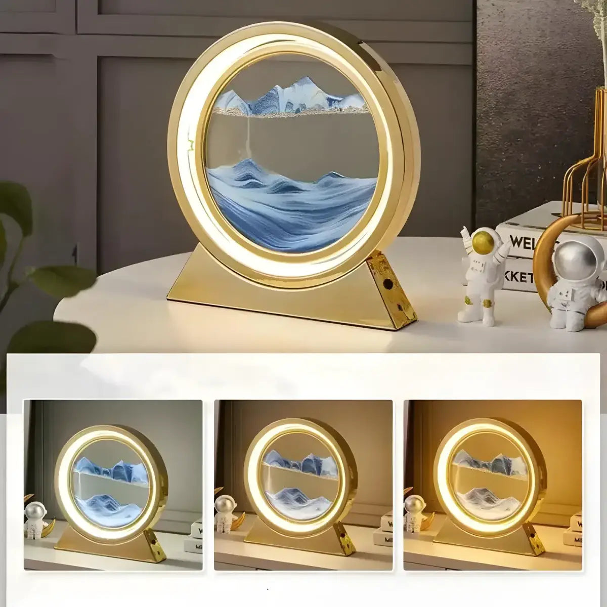 Ampulheta LED Decorativa Ricaly | Frete Grátis 5% OFF com moldura dourada circular areia Iluminação Compre