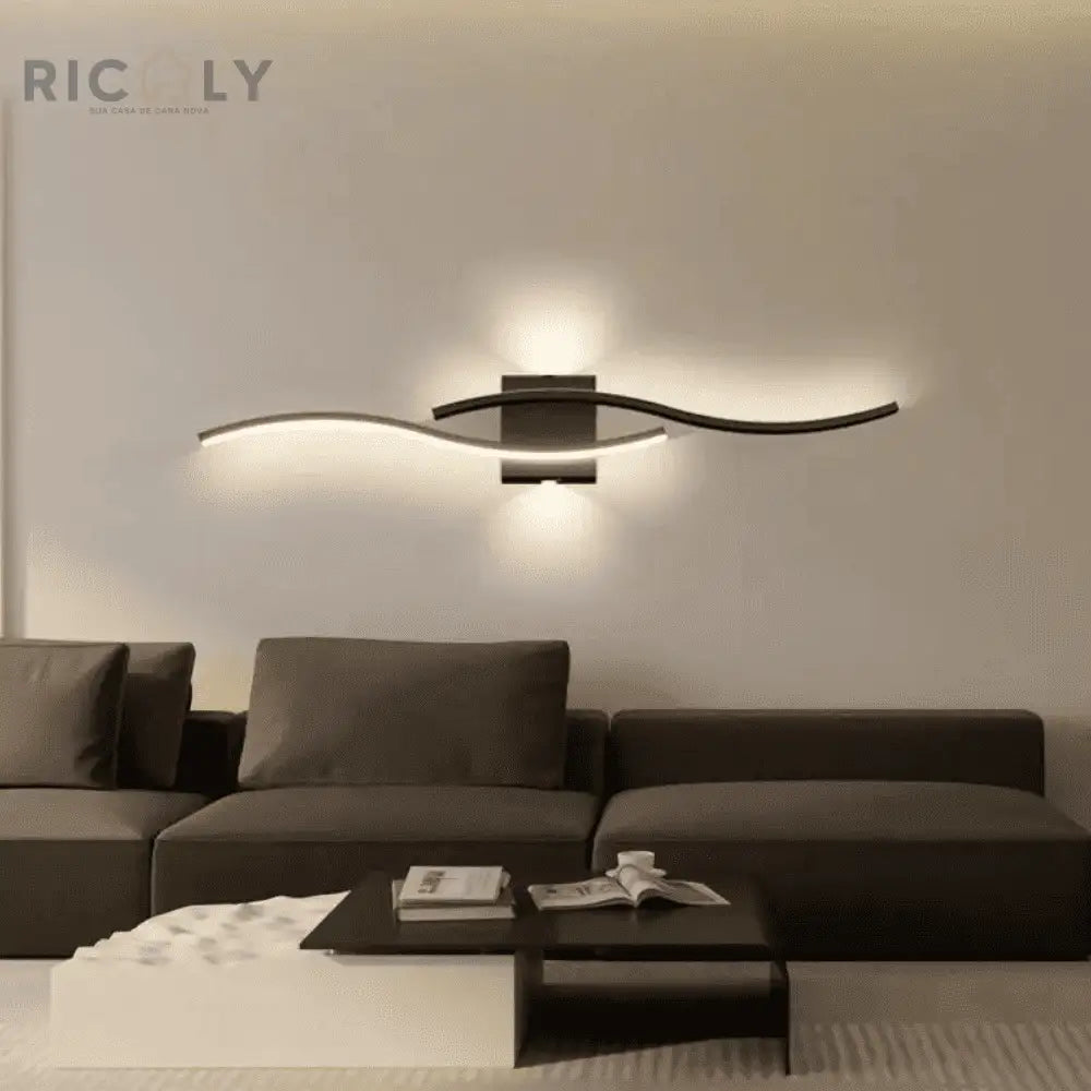 Arandela de Parede Interna para Quarto/Sala LED Curva Ricaly - Luminaria