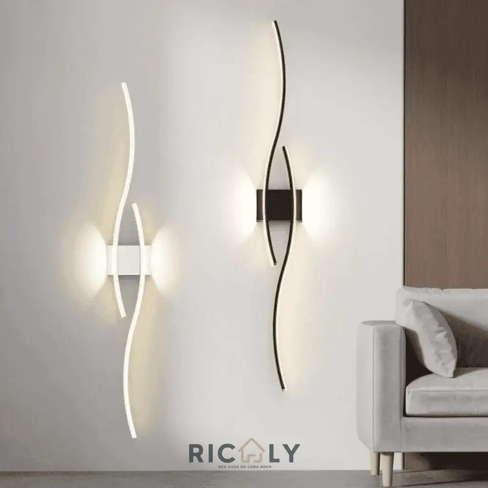 Arandela de Parede Interna para Quarto/Sala LED Curva Ricaly - Luminaria