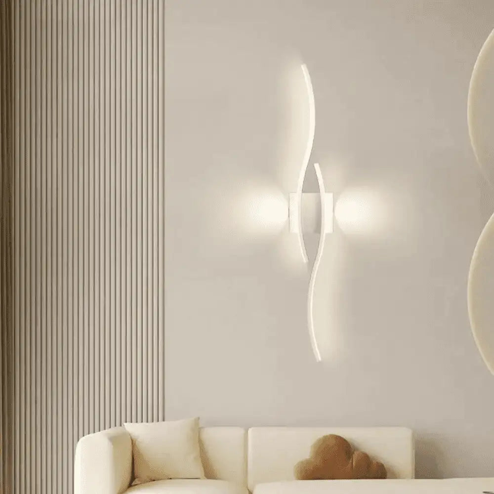 Arandela de Parede Interna para Quarto/Sala LED Curva Ricaly - Branco - 60cm / Luz Fria - Luminaria