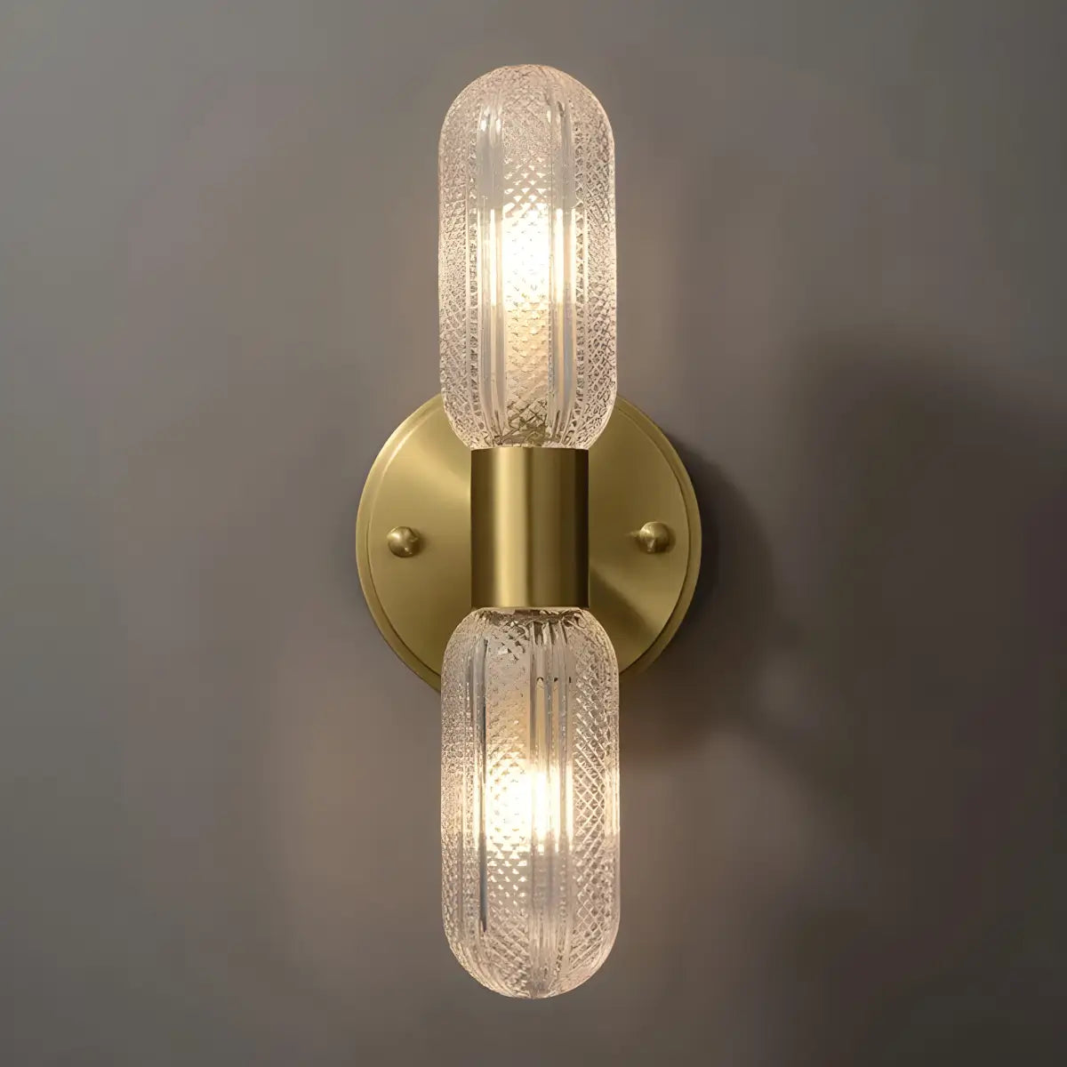 Arandela Dourada Retro Elegance Ricaly duas luzes latão vidro Iluminação Compre