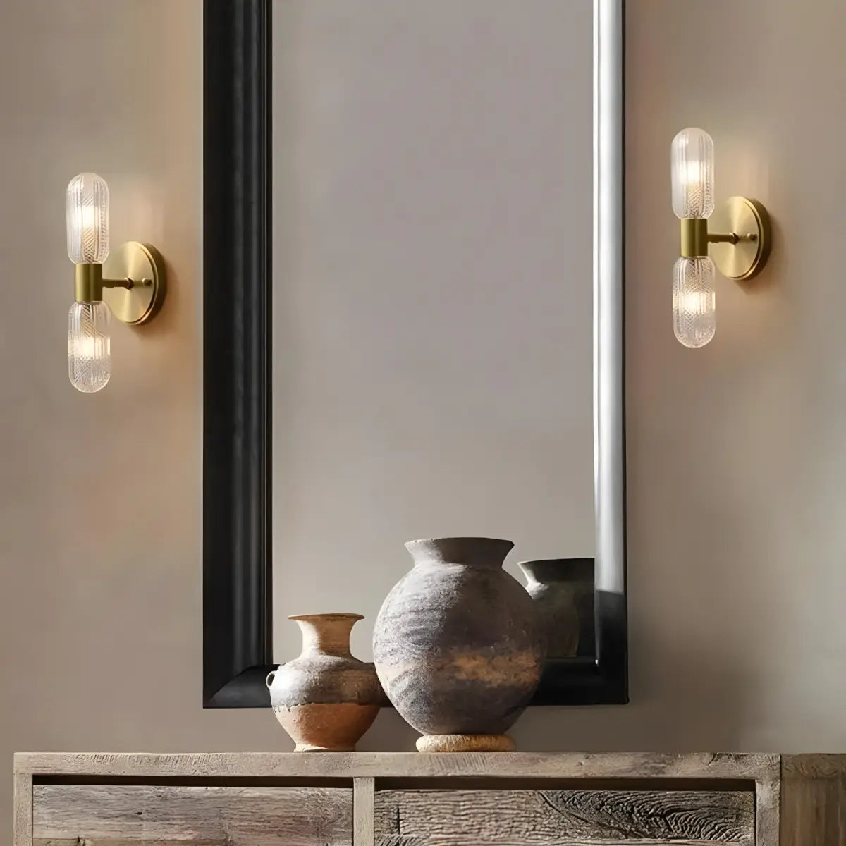 Arandela Dourada Retro Elegance Ricaly decorada parede espelho Iluminação Compre