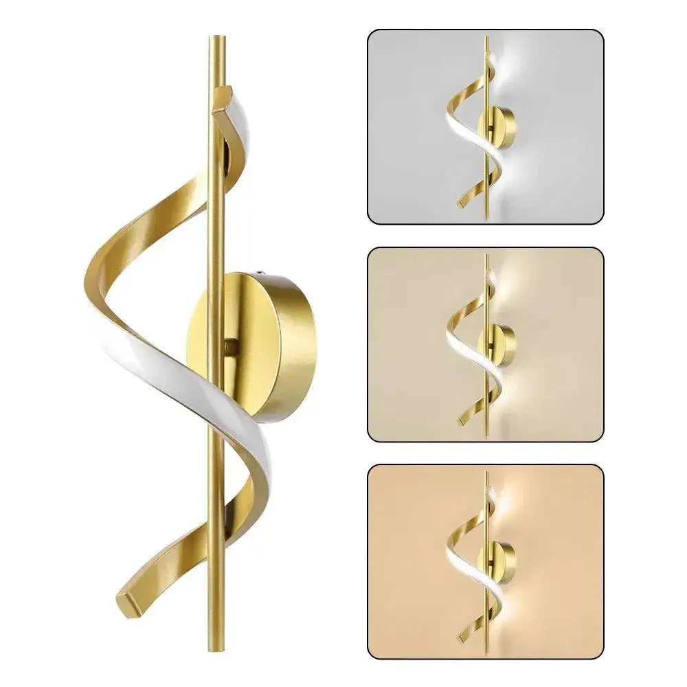 Arandela Dourada Sensacional com Design Espiral e Iluminação Suave Compre agora Ricaly
