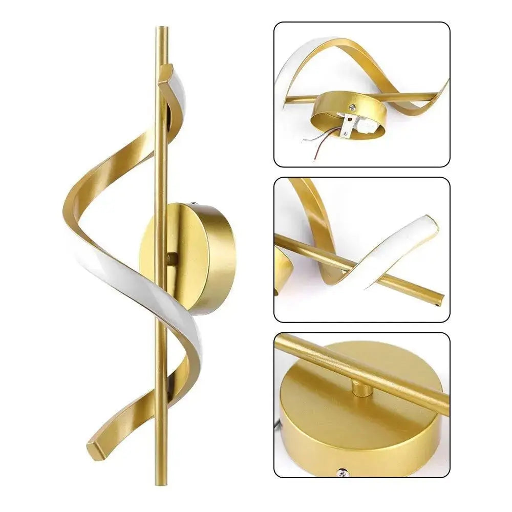 Arandela Dourada Sensacional com Design Espiral e Iluminação Suave Compre agora Ricaly