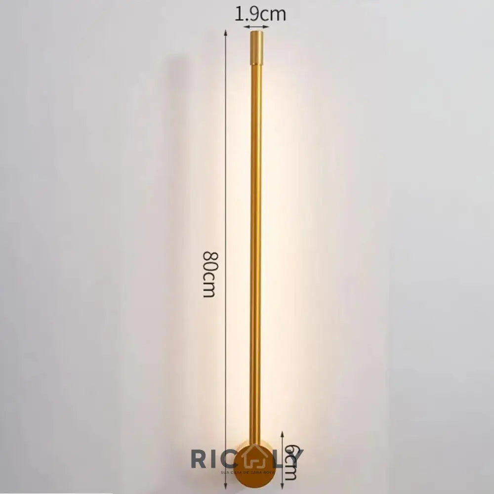 Arandela Linear Ajustável Ricaly: Iluminação Elegante e Inovadora para Ambientes Internos Dourado 80cm