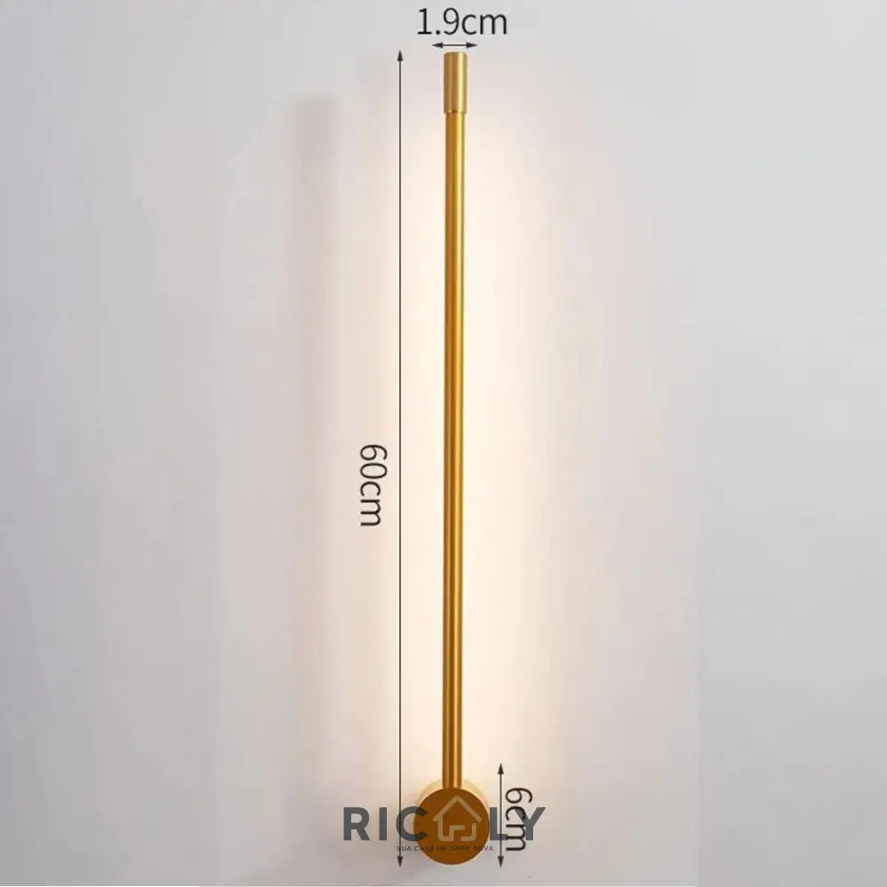 Arandela Linear Ajustável Ricaly: Iluminação Elegante e Inovadora para Ambientes Internos Dourado 60cm