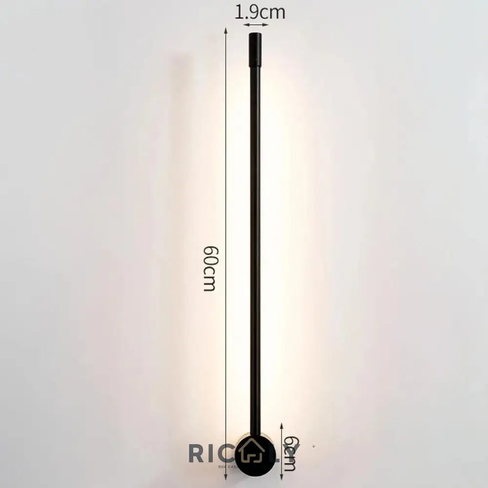 Arandela Linear Ajustável Ricaly: Iluminação Elegante e Inovadora para Ambientes Internos Preto 60cm