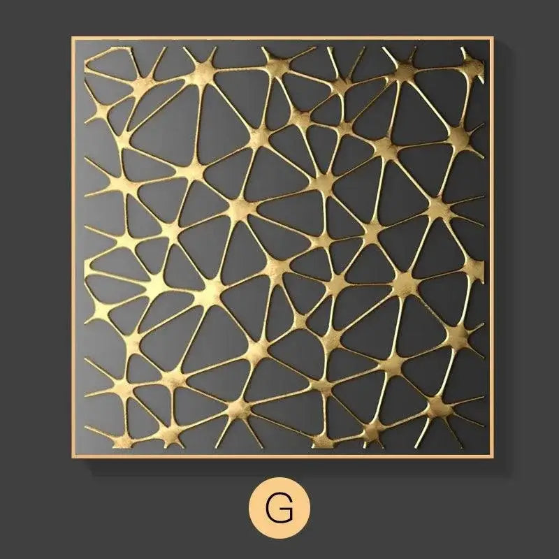 Arte de parede geométrica dourada minimalista para decoração moderna e elegante