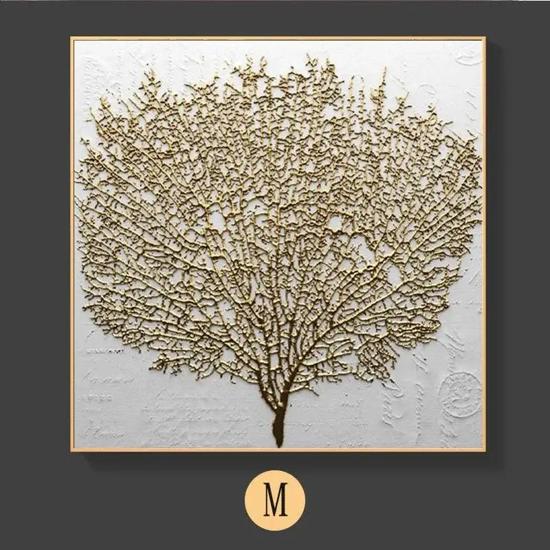 Arte de árvore dourada texturizada em estilo nórdico minimalista Ricaly