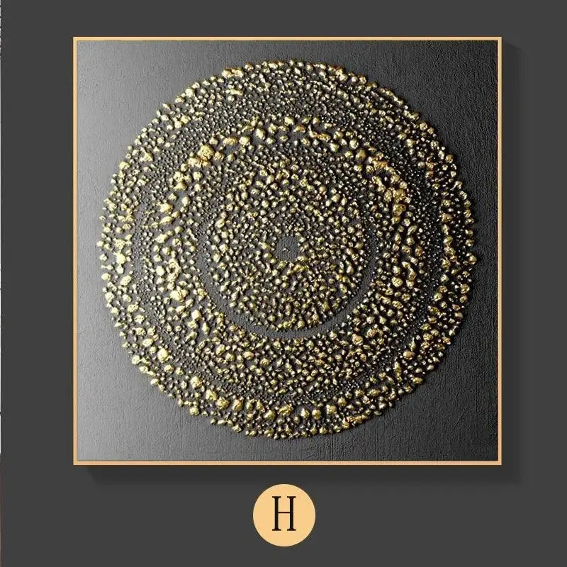 Texto de arte espiral dourada texturizada no quadro abstrato dourado minimalista Ricaly