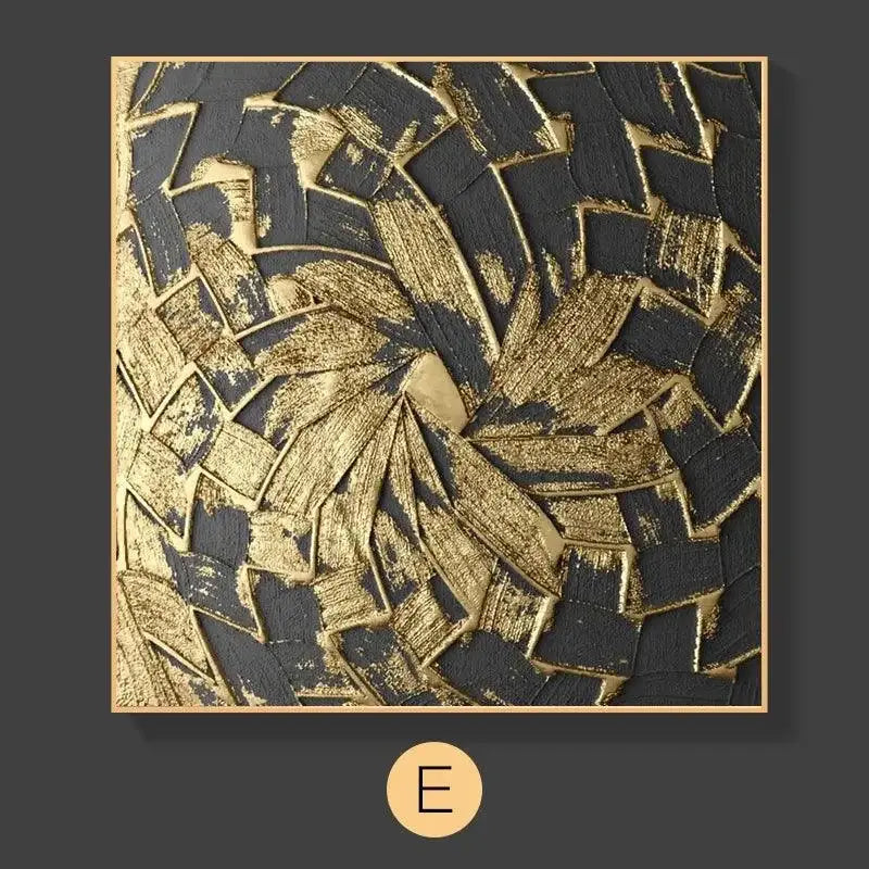 Arte abstrata texturizada preta e dourada para decoração minimalista nórdica Ricaly