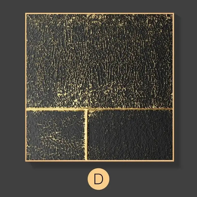 Arte abstrata dourada texturizada preta minimalista para decoração nórdica Ricaly