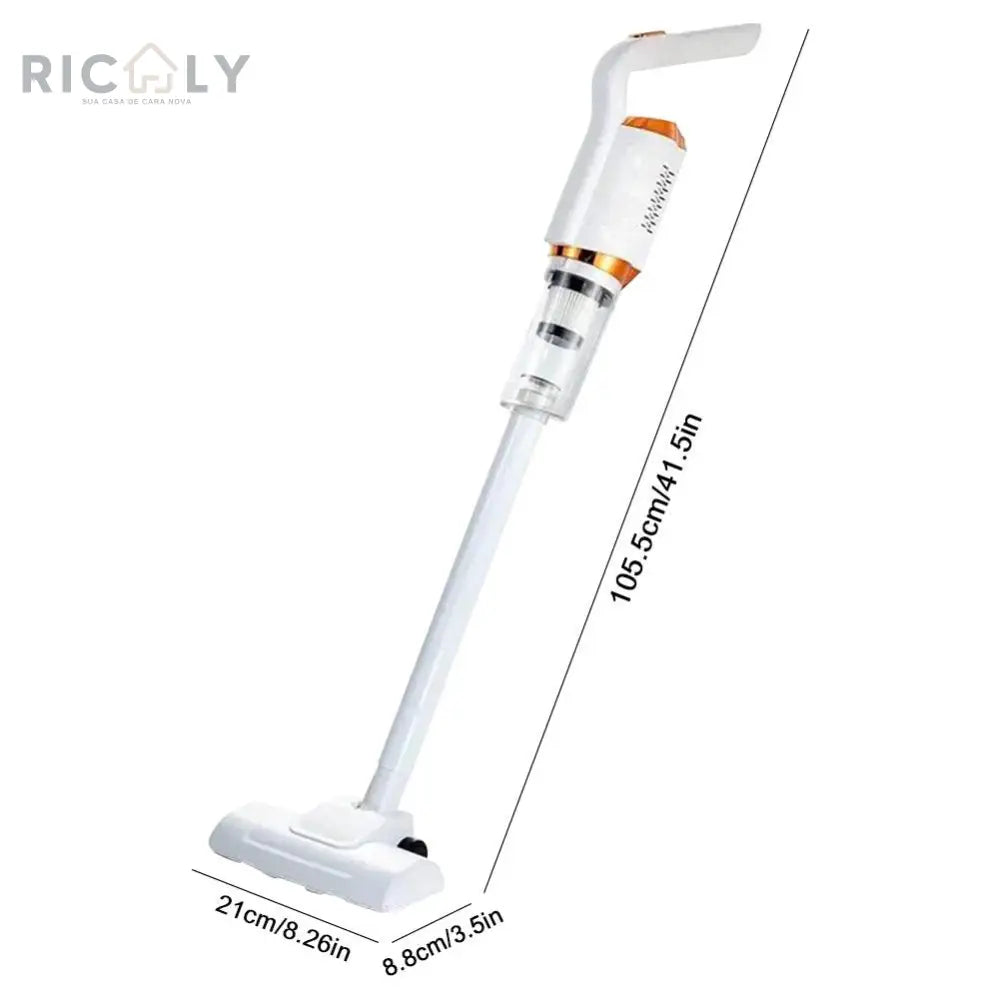 Aspirador Recarregável Ricaly: Limpeza Sem Fio, Sem Limites! ✨ Branco