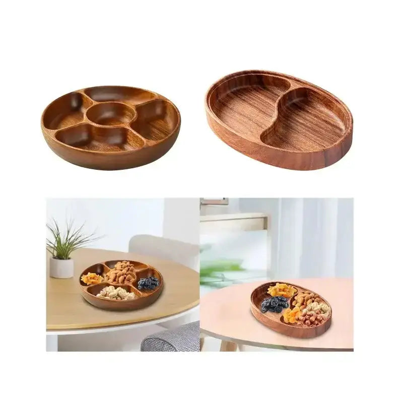 Bandeja Rústica Dividida de Madeira para Aperitivos Decoração Compre