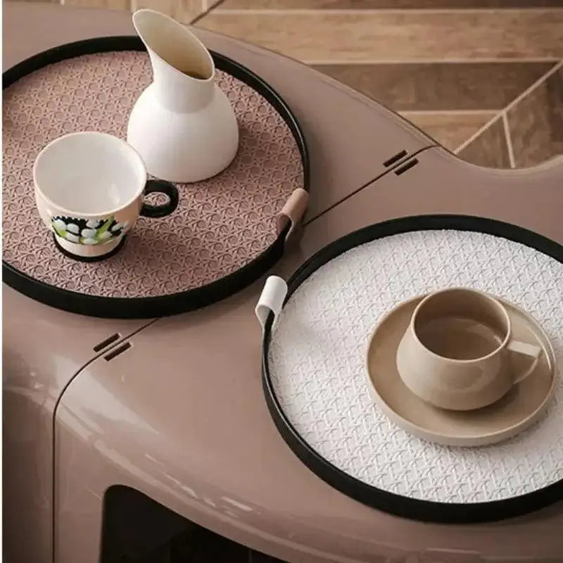 Travessas redondas decorativas para banheiro com xícaras e jarra em estilo Ricaly