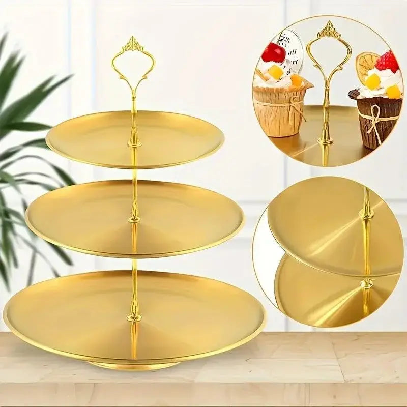 Bandeja Expositora em Camadas Dourado para Frutas e Doces Compre agora Ricaly