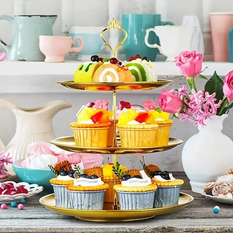 Bandeja Expositora em Camadas Dourado para Frutas e Doces Compre agora Ricaly