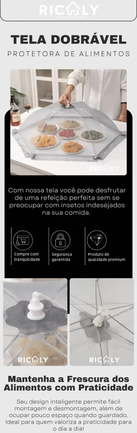 Capa de Refeição Anti-Moscas Dobrável