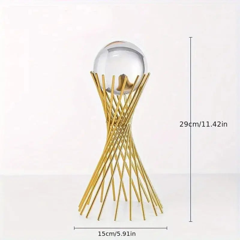 Bolas de Cristal em Suportes Dourados para Arte Abstrata Ricaly Compre
