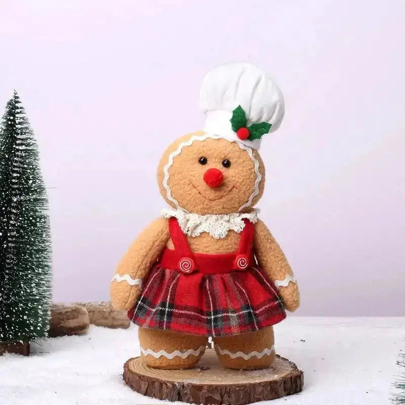 Boneco pelúcia Natalino em forma de chef de gengibre com chapéu decorativo festivo