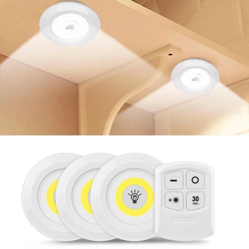 Ilumine Seus Espaços com Facilidade: Kit 6 Lâmpadas LED Spot Sem Fio com Controle Remoto!