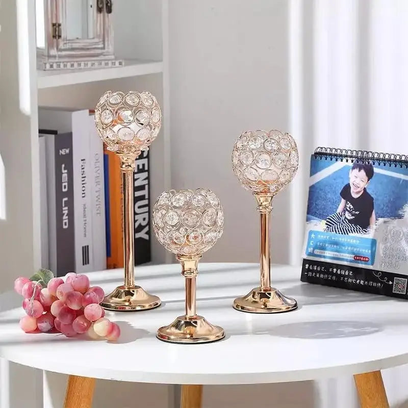 Candle Holders de Cristal Dourado para Luxo Decorativo Ricaly Compre