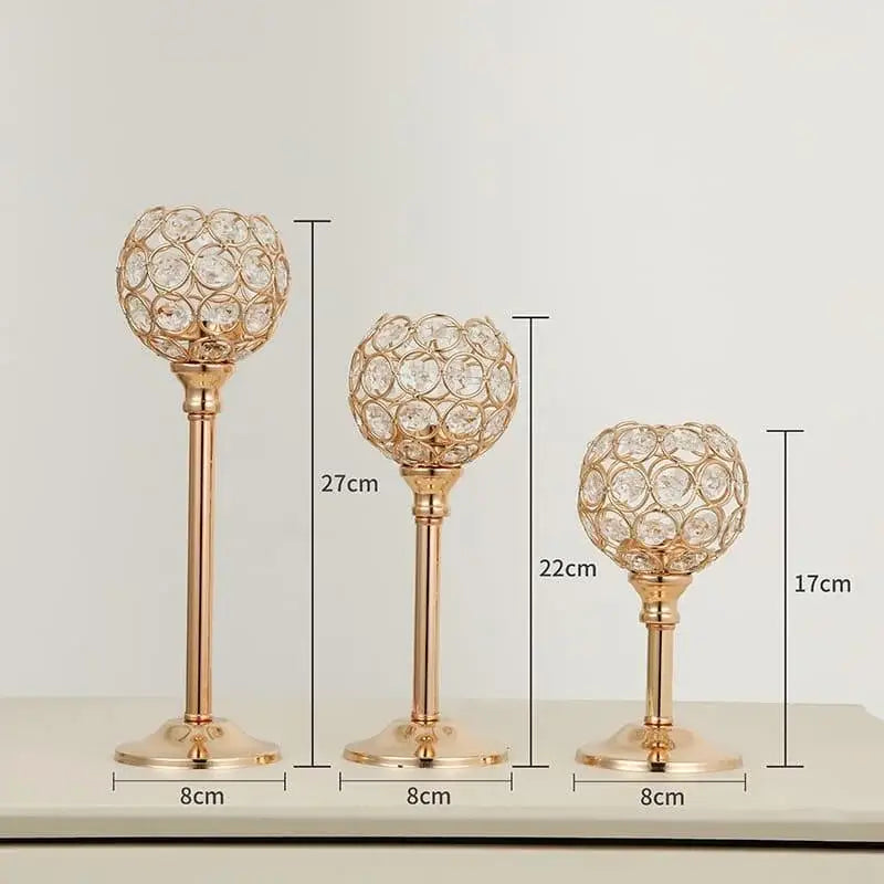 Candle Holders de Cristal Dourado para Luxo Decorativo Ricaly Compre