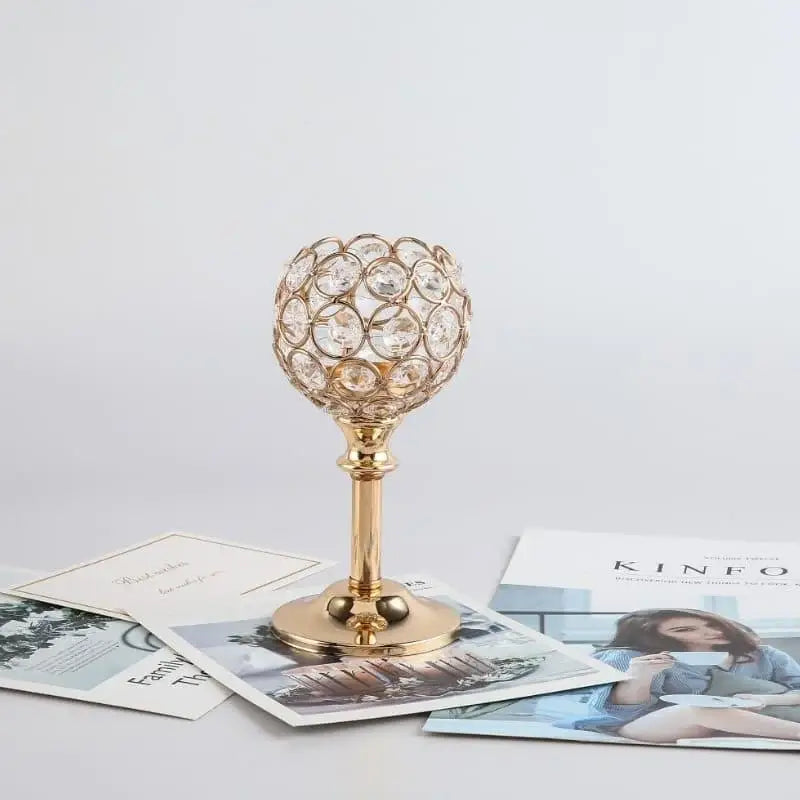 Candle Holders de Cristal Dourado para Luxo Decorativo Ricaly Compre