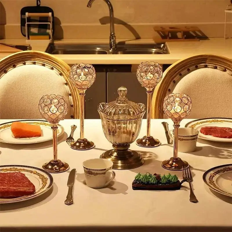 Candle Holders de Cristal Dourado para Luxo Decorativo Ricaly Compre