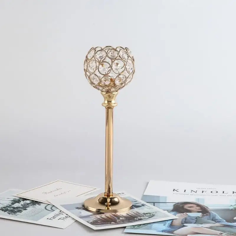 Candle Holders de Cristal Dourado para Luxo Decorativo Ricaly Compre