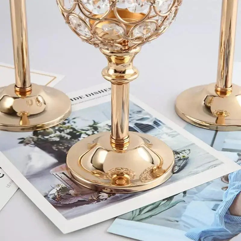 Candle Holders de Cristal Dourado para Luxo Decorativo Ricaly Compre