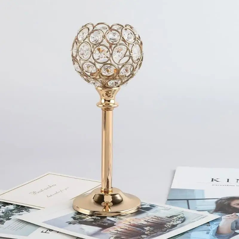 Candle Holders de Cristal Dourado para Luxo Decorativo Ricaly Compre