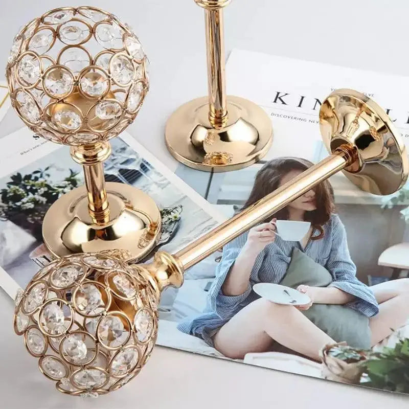 Candle Holders de Cristal Dourado para Luxo Decorativo Ricaly Compre