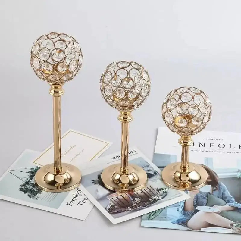 Candle Holders de Cristal Dourado para Luxo Decorativo Ricaly Compre