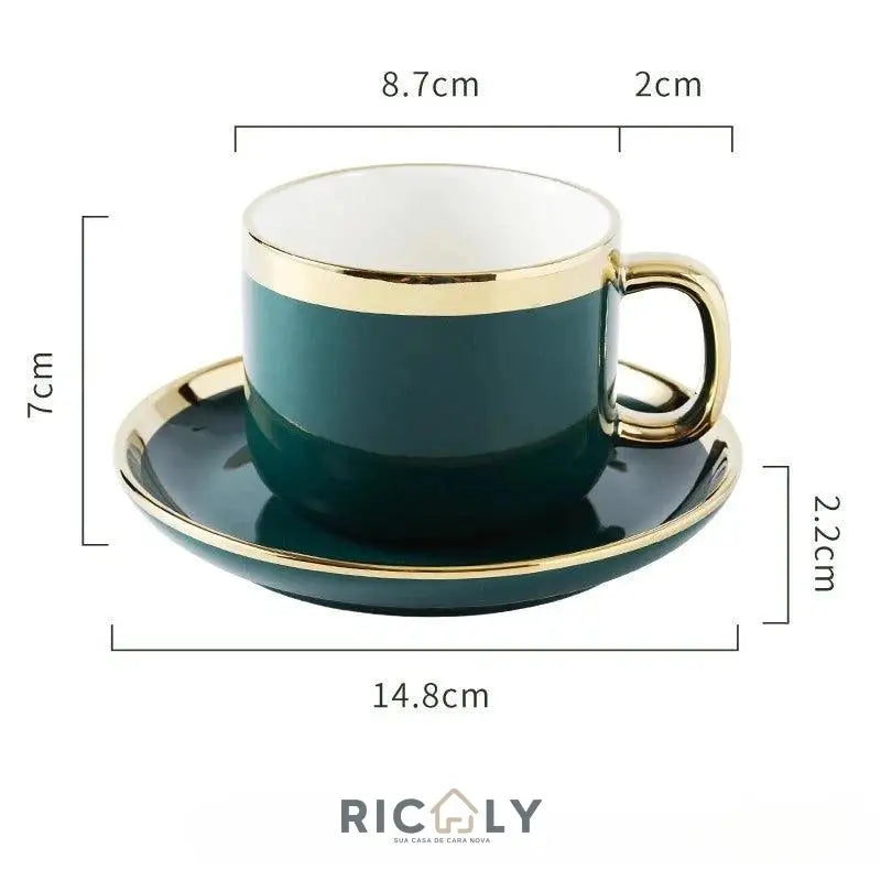 Caneca de Café de Cerâmica com Pires Luxuosa Ricaly