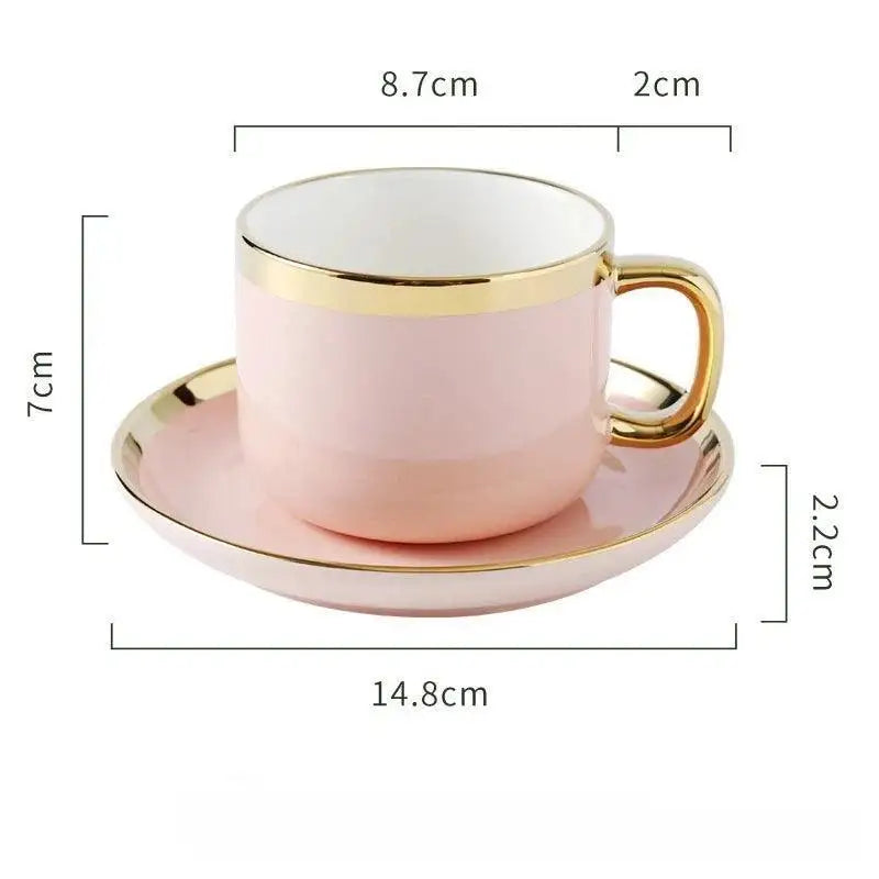 Caneca de Café de Cerâmica com Pires Luxuosa Ricaly - Caneca de Café de Cerâmica - Rosa - 300ml - 14:175#Pink;26:200008120#300ml