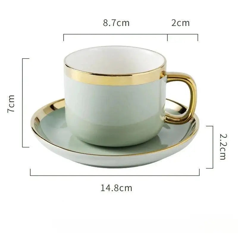 Caneca de Café de Cerâmica com Pires Luxuosa Ricaly - Caneca de Café de Cerâmica - Verde Claro - 300ml - 14:193#Light green;26:200008120#300ml