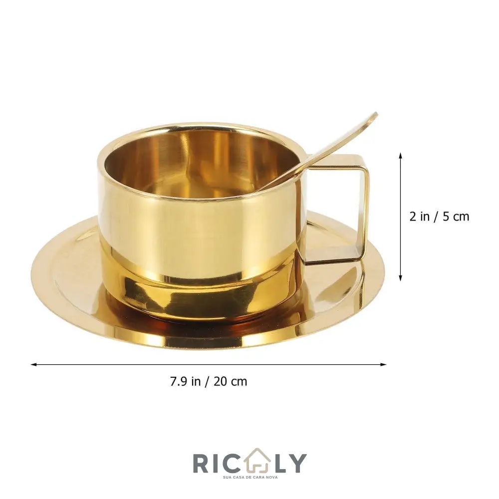 Caneca de Café Dourado de Aço Inoxidável Ricaly