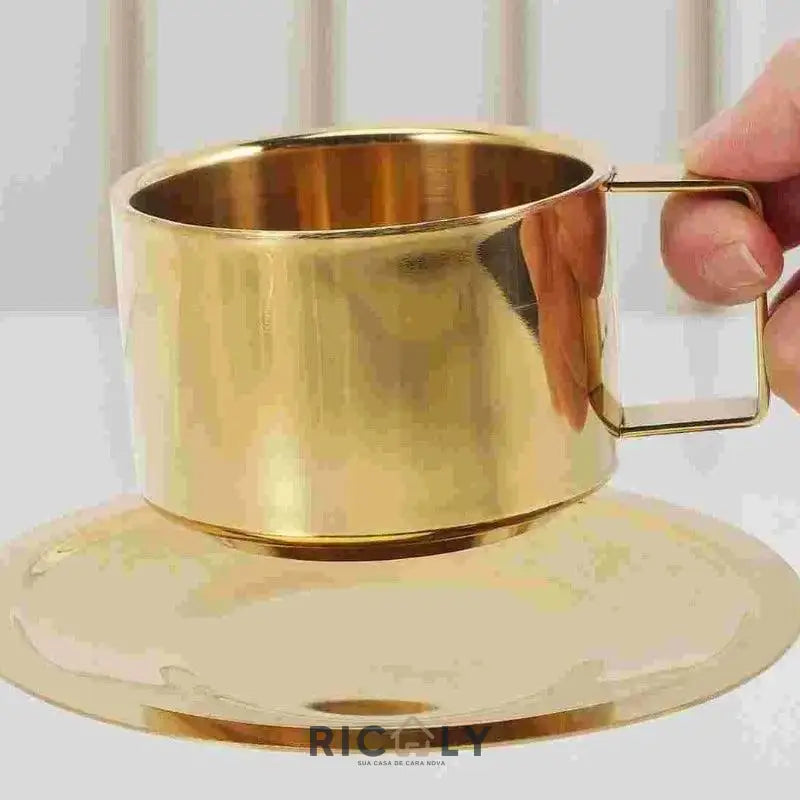 Caneca de Café Dourado de Aço Inoxidável Ricaly