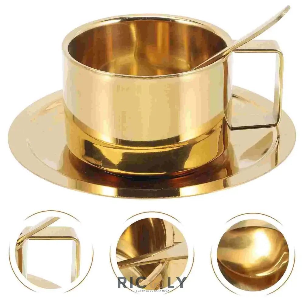 Caneca de Café Dourado de Aço Inoxidável Ricaly