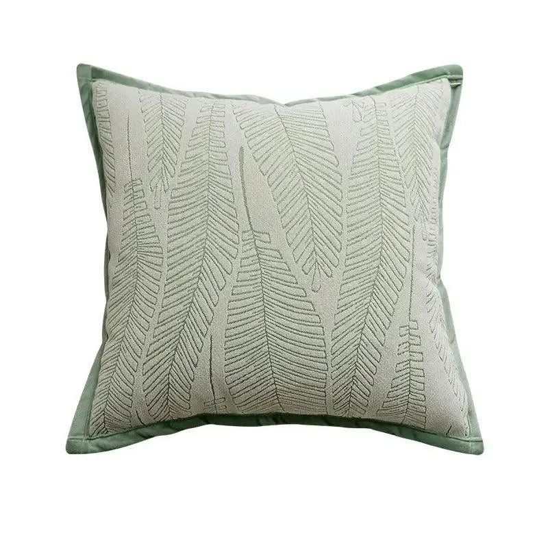Almofada decorativa quadrada com padrão de folhas para sofá Conforto Premium Ricaly