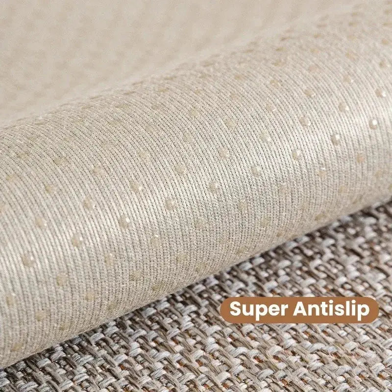 Tapete antiderrapante de algodão e linho texturizado Azul 70x70cm Ricaly