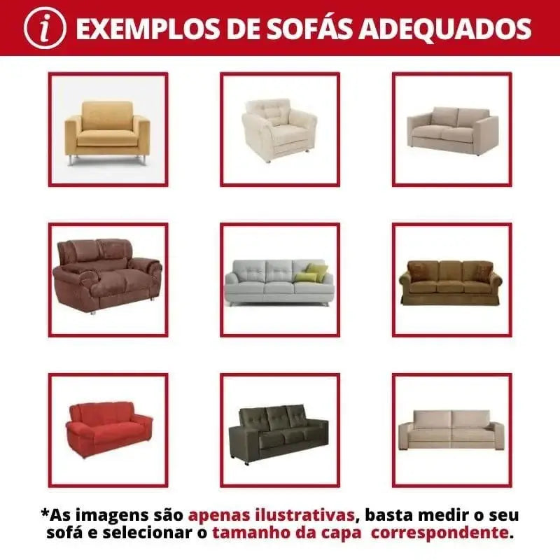 Exemplos de sofás do produto Capa Sofá Confortável Elastic Premium 1 Lugar Ricaly