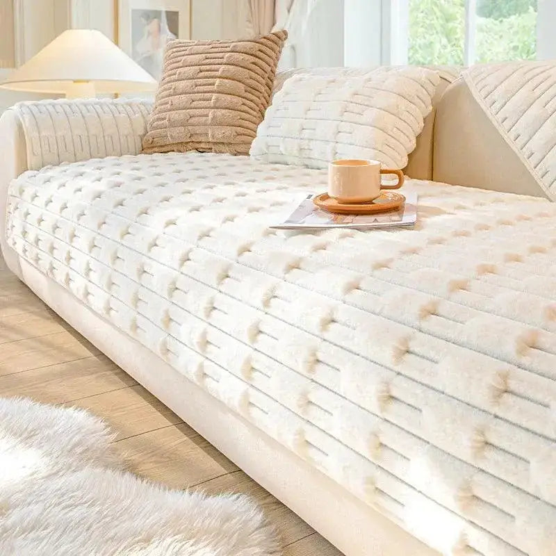 Sofá plush de textura com almofadas decorativas para o Capa Sofá Laranja 70x70cm Ricaly