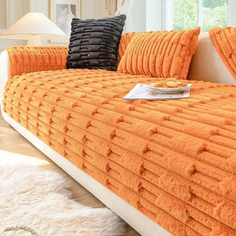 Capa de sofá laranja com textura, 70x70cm, Conforto Premium Ricaly