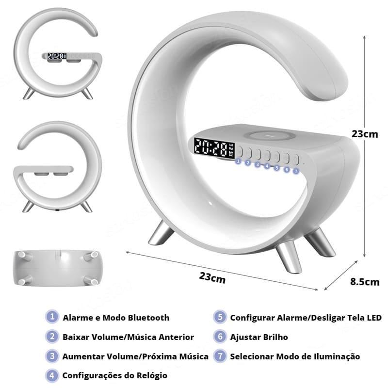 Carregador por Indução + Despertador + Luminária LED Ricaly – Multifuncional e Elegante para Quarto e Home Office