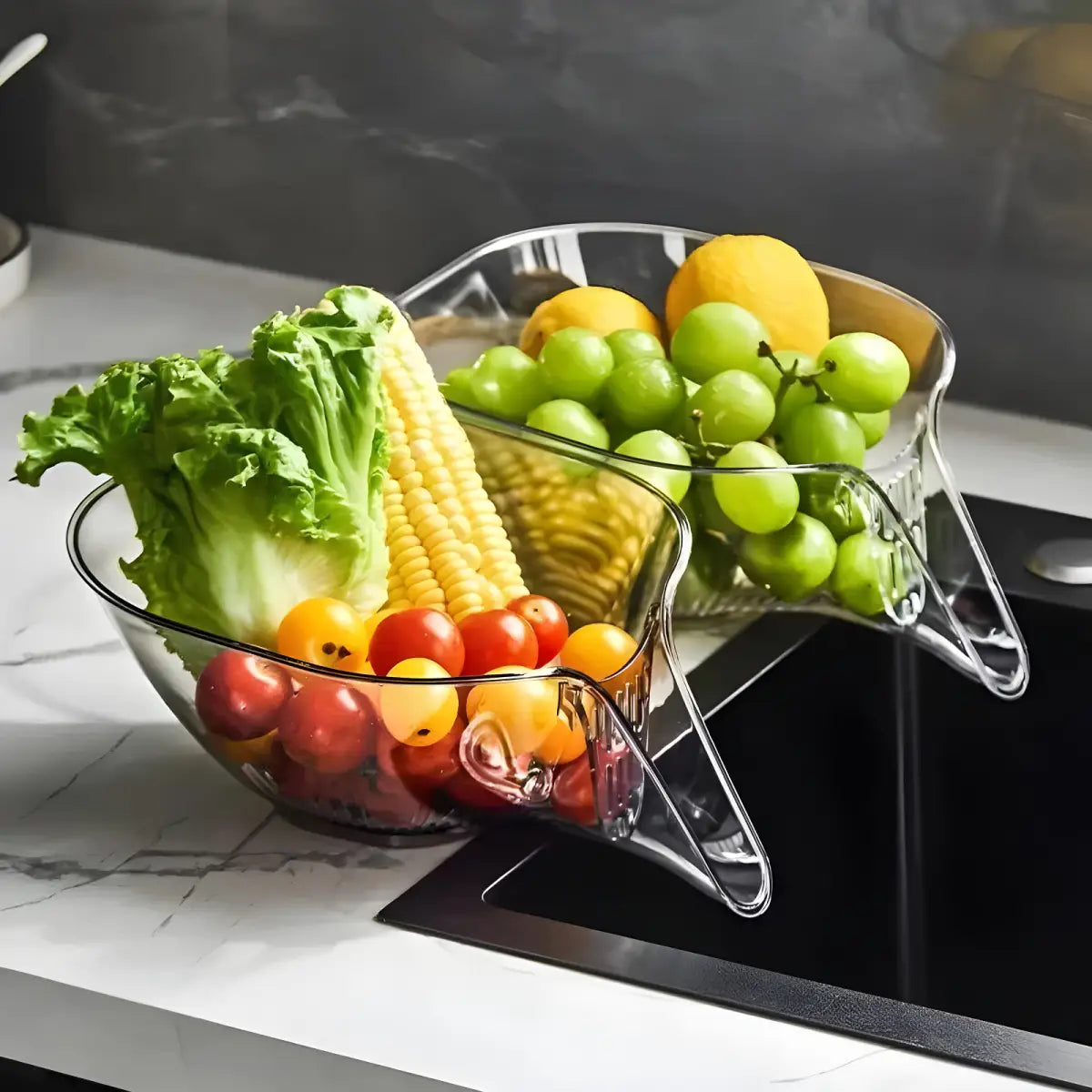 Cesta Multifuncional Ricaly | 5% OFF e Frete Grátis claro plástico frutas Organizadores para Cozinha Compre